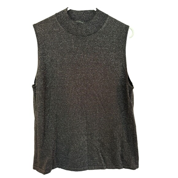 Ann Taylor Black Sparkly Sweater Shell Sz. XXL Sleeveless Knit Holiday Party - Picture 2 of 4